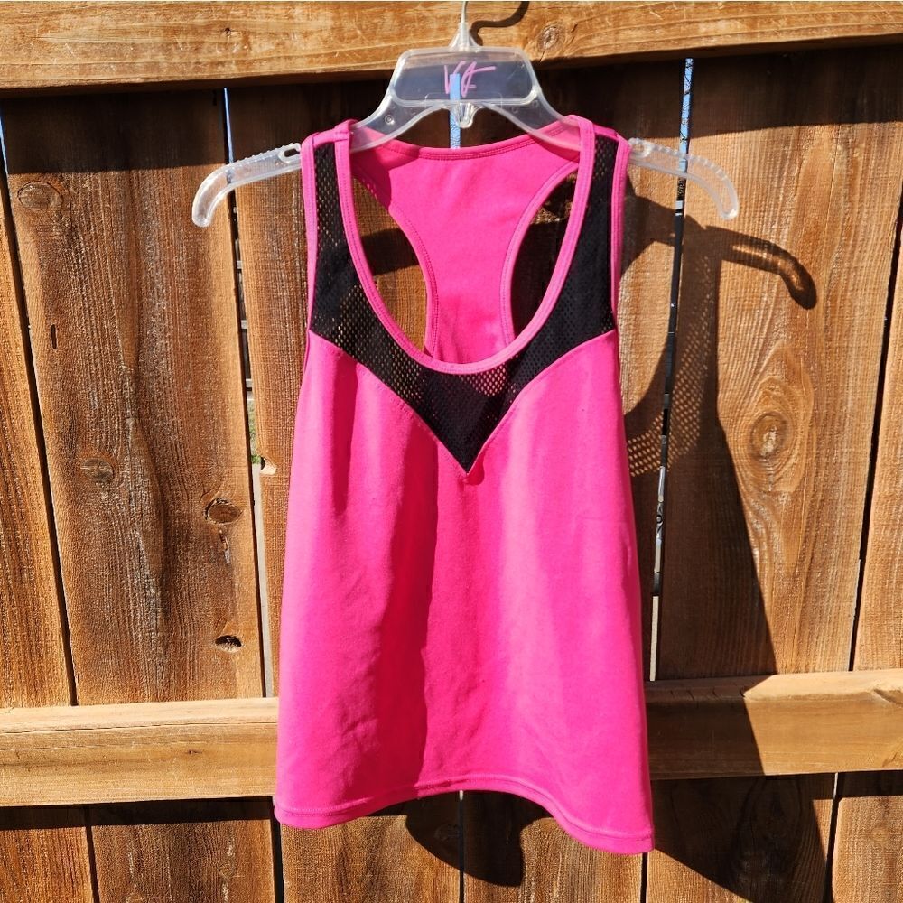 POP Fit Veda Racerback Mesh Tank XL Pink Black